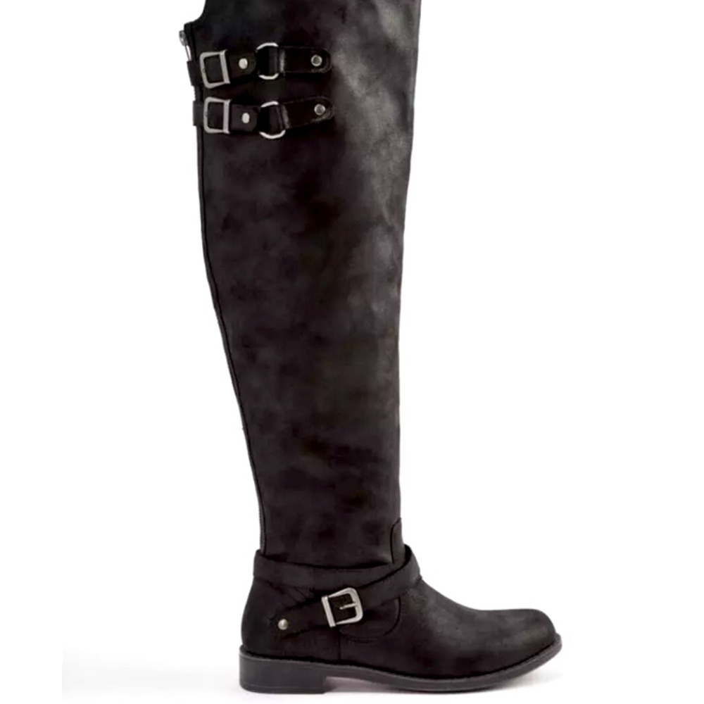 Just Fabulous Carmona Black Faux Leather Over the Knee Riding Boots. - Picture 6 of 8